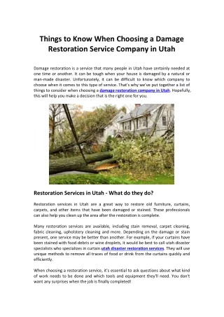 things to know when choosing a damage restoration