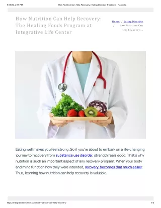 How Nutrition Can Help Recovery