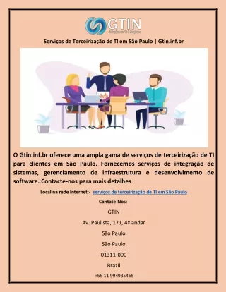Serviços de Terceirização de TI em São Paulo | Gtin.inf.br