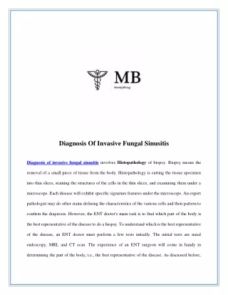 Diagnosis of Invasive Fungal Sinusitis