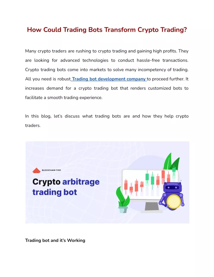 how could trading bots transform crypto trading