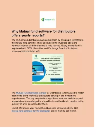Why Mutual fund software for distributors offers yearly reports