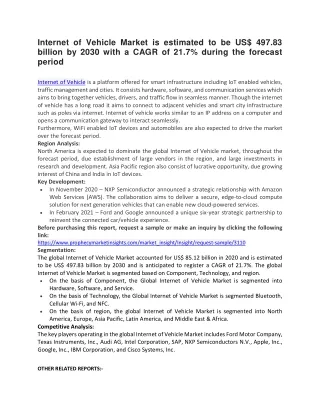 internet of vehicle market is estimated