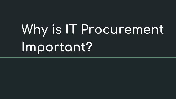 why is it procurement important