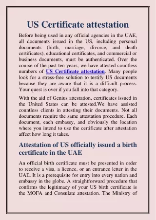 US Certificate attestation
