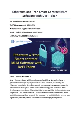 ethereum and tron smart contract mlm software