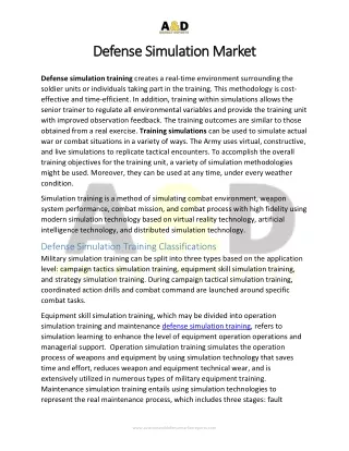 defense simulation market defense simulation