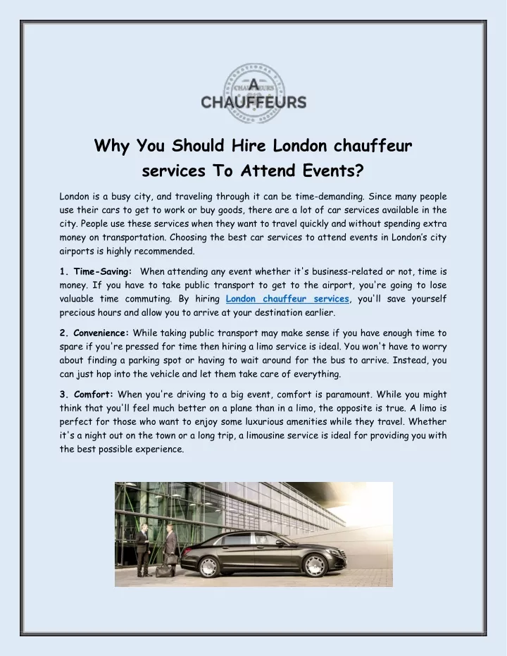 why you should hire london chauffeur services