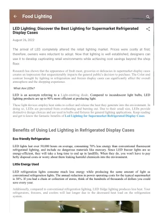 LED Lighting; Discover the Best Lighting for Supermarket Refrigerated Display Cases