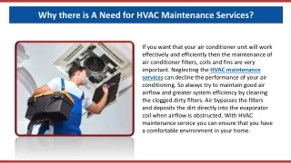 Why there is A Need for HVAC Maintenance Services