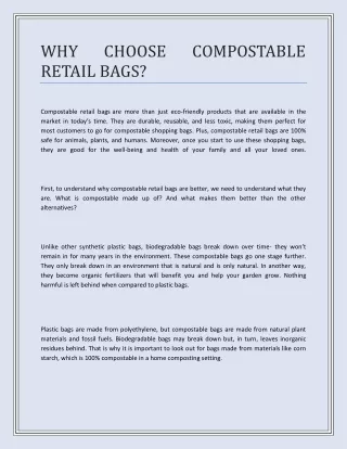 WHY CHOOSE COMPOSTABLE RETAIL BAGS ?