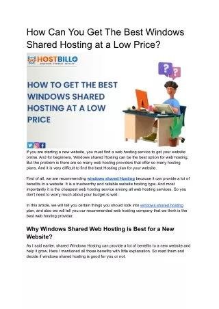 how can you get the best windows shared hosting