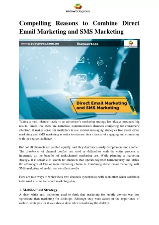 Compelling Reasons to Combine Direct Email Marketing and SMS Marketing