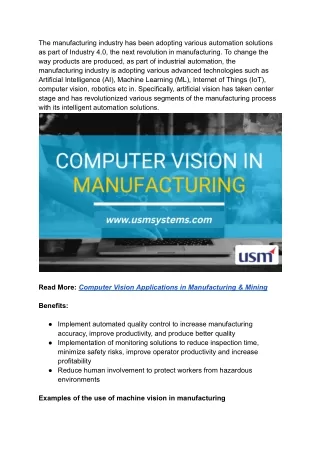 the manufacturing industry has been adopting