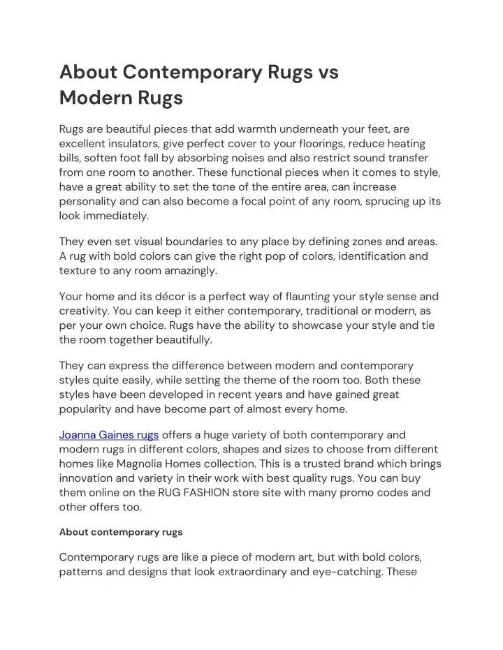 about contemporary rugs vs modern rugs