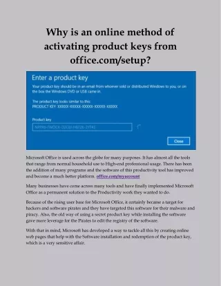 why is an online method of activating product