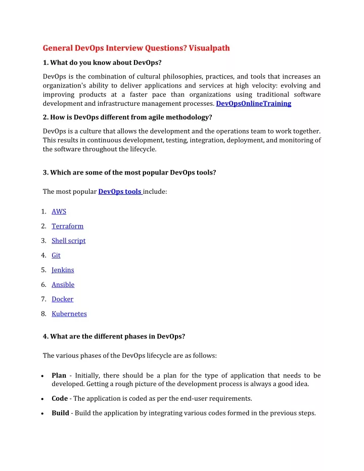 general devops interview questions visualpath