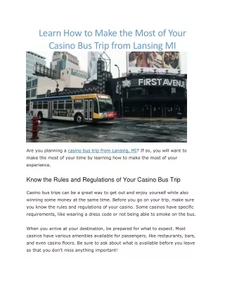 Casino bus trips from lansing mi