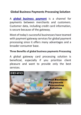 Global Business Payments Processing Solution