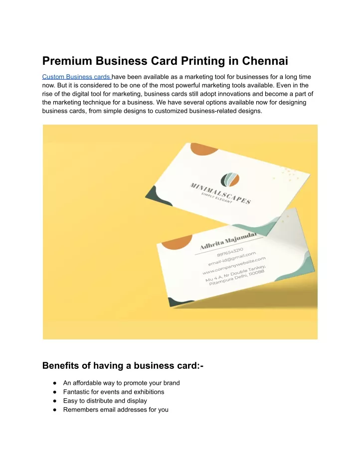 premium business card printing in chennai