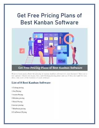 get free pricing plans of best kanban software