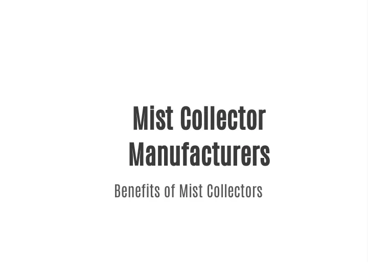 mist collector manufacturers