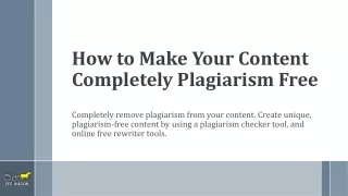 How to Make Your Content Completely Plagiarism Free