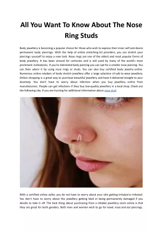 all you want to know about the nose ring studs