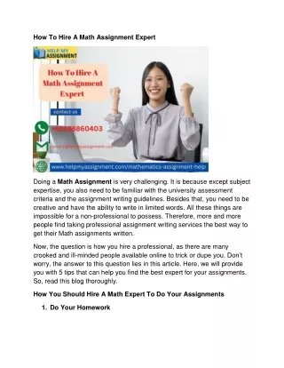 how to hire a math assignment expert