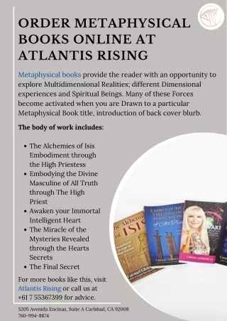 Order Metaphysical Books Online at Atlantis Rising