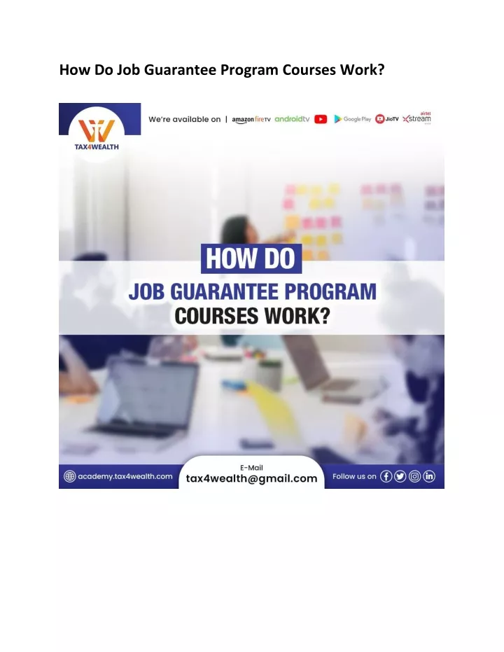 how do job guarantee program courses work