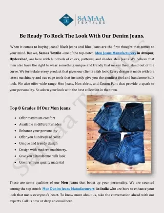 Be Ready To Rock The Look With Our Denim Jeans.