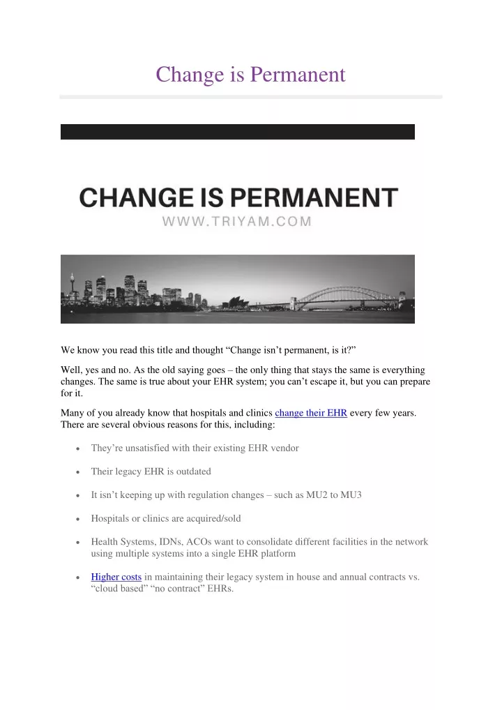 change is permanent