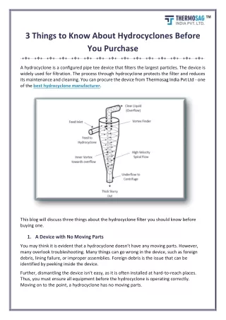 3 things to know about hydrocyclones before
