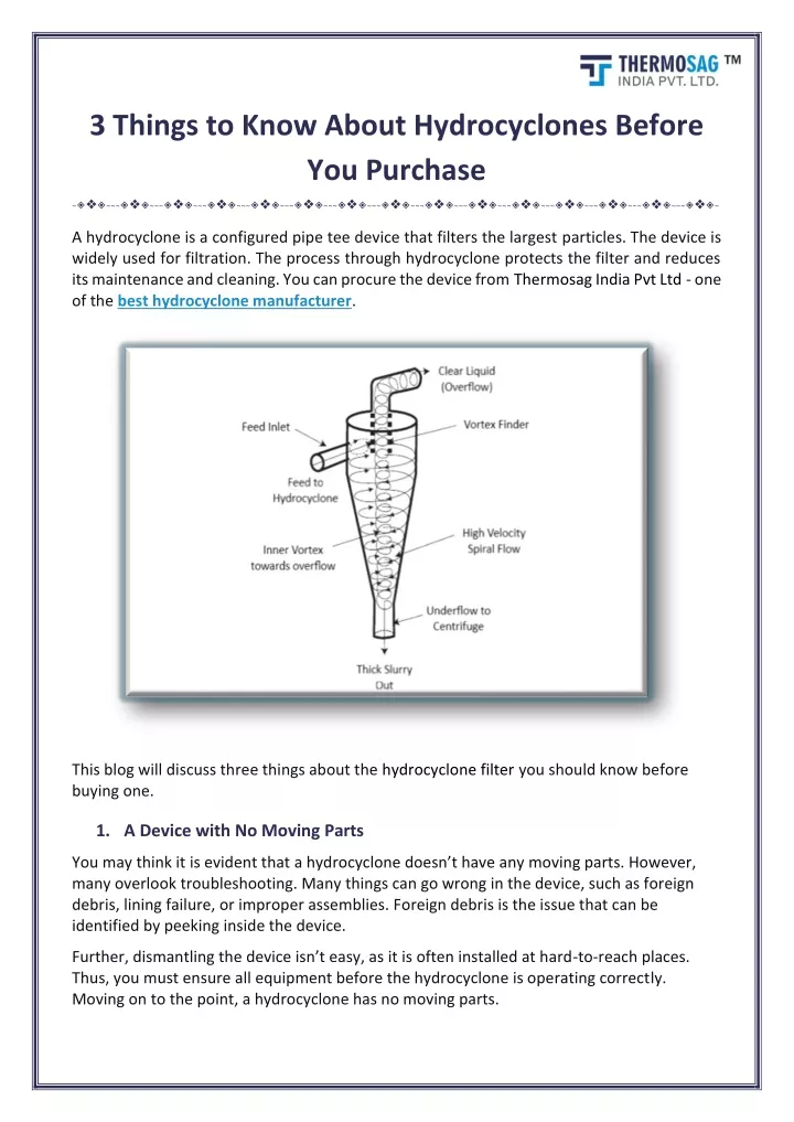 3 things to know about hydrocyclones before