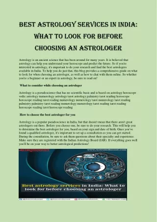 Best astrology services in India