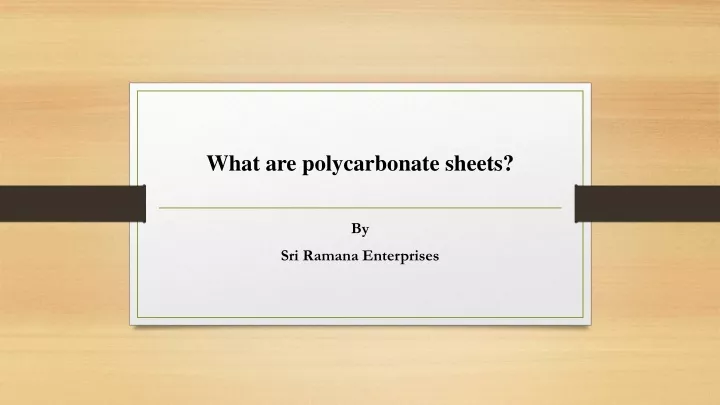 what are polycarbonate sheets