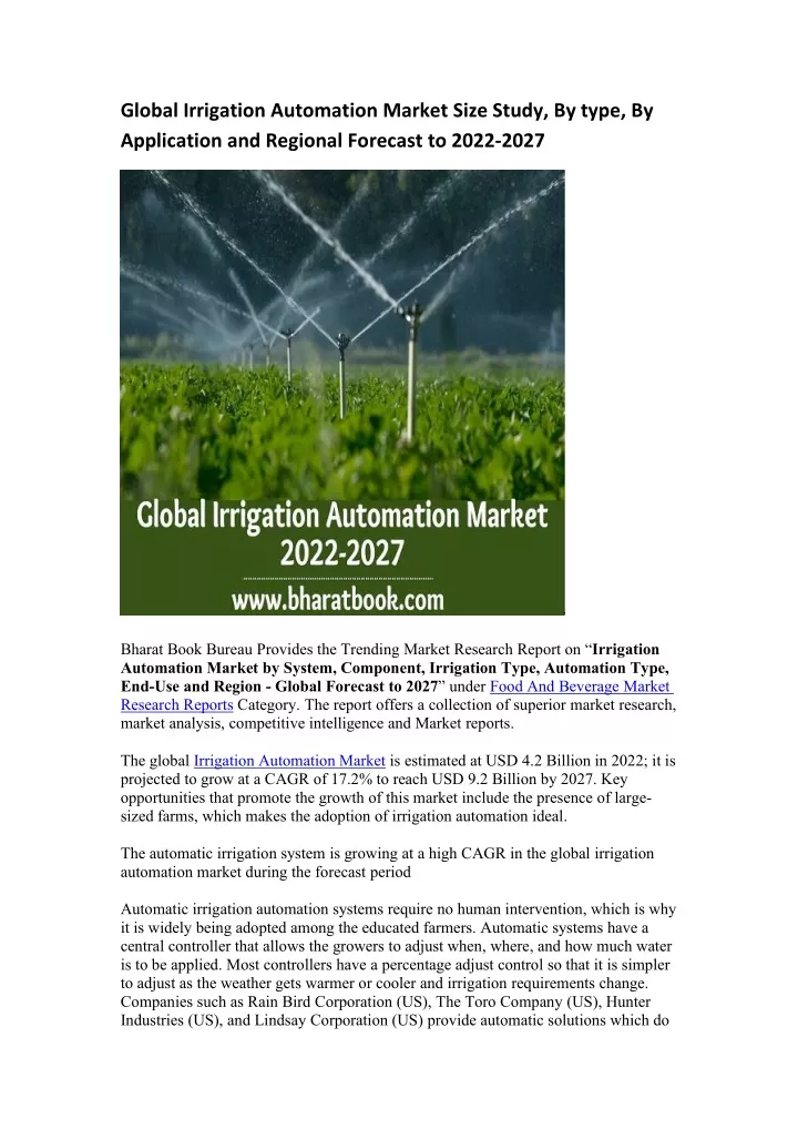 global irrigation automation market size study