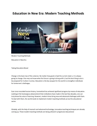 education in new era modern teaching methods
