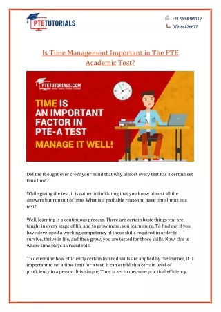 Is time management important in the PTE Academic Test?