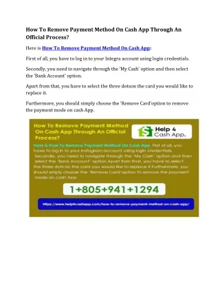 How To Remove Payment Method On Cash App Through An Official Process