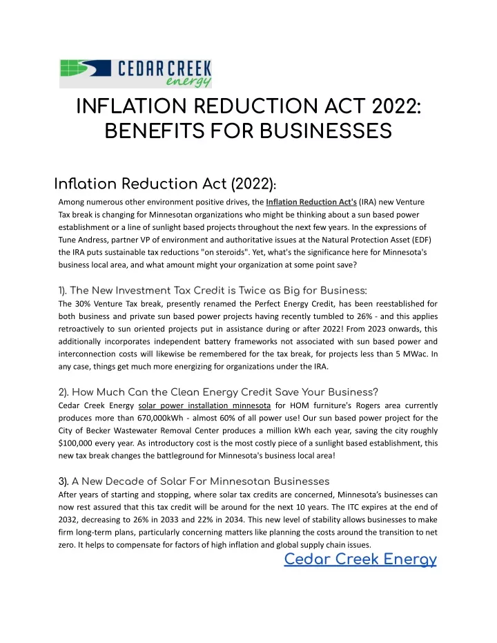 inflation reduction act 2022 benefits