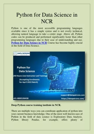 Python for Data Science in NCR