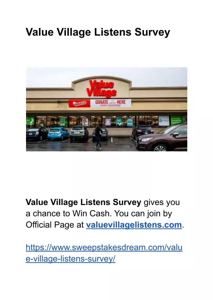 value village listens survey