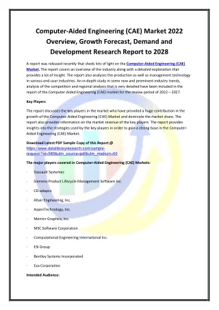 computer aided engineering cae market 2022