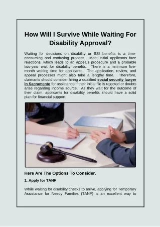 how will i survive while waiting for disability