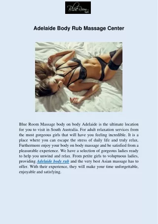 Adelaide Body Rub Massage Center