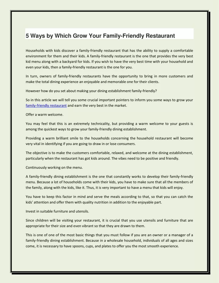 5 ways by which grow your family friendly