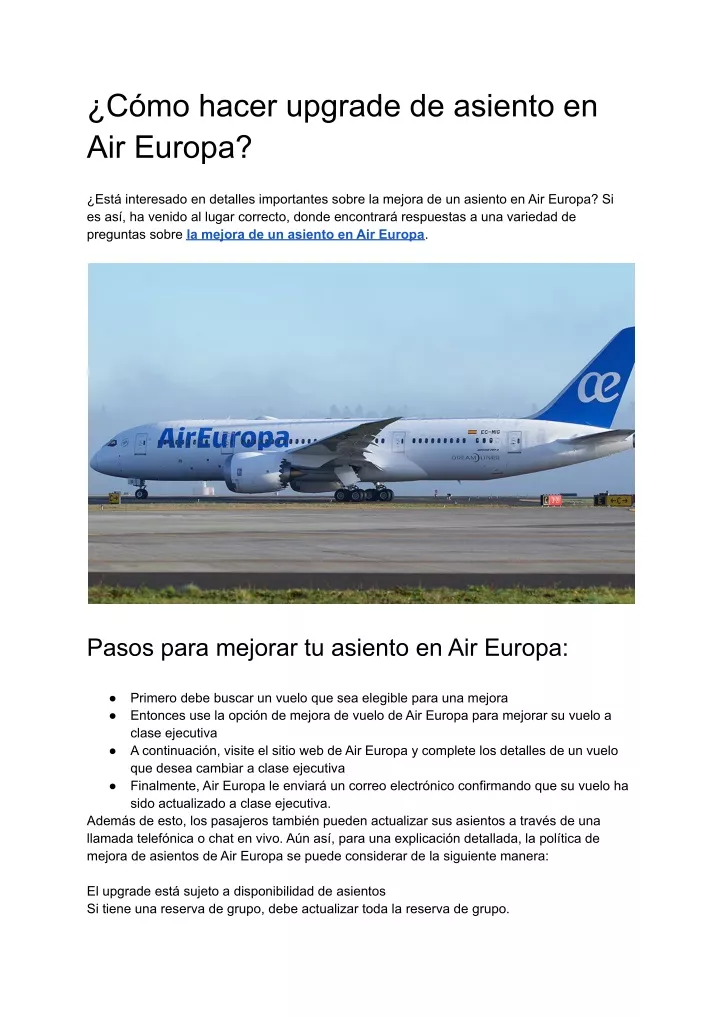 c mo hacer upgrade de asiento en air europa