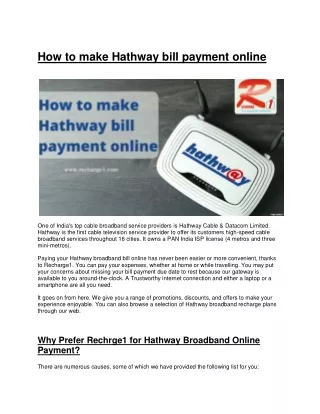 How to make Hathway bill payment online